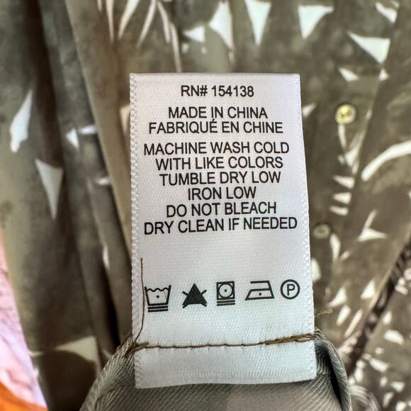 Staud Joan Maxi Dress Sergeant Green Painted Palm Leaf Print Button Front Sz 4 - Picture 9 of 10